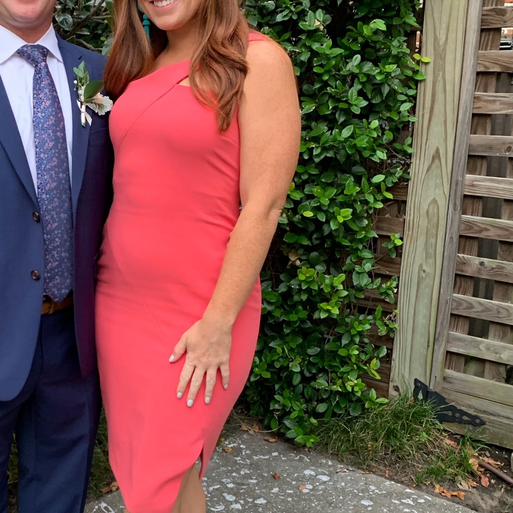 Elegant Coral Sleeveless Dress